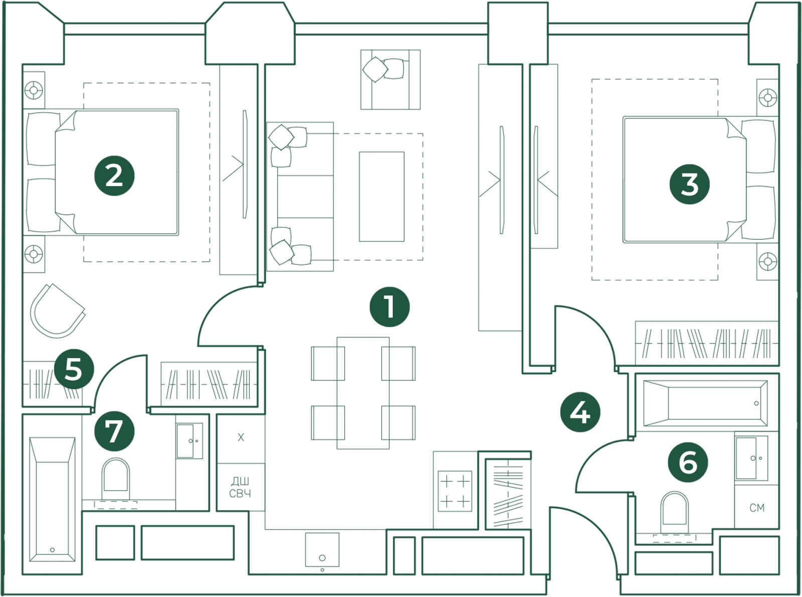 2-комнатная квартира с отделкой в ЖК Матвеевский Парк на 14 этаже в 1 секции. Сдача в 4 кв. 2024 г.