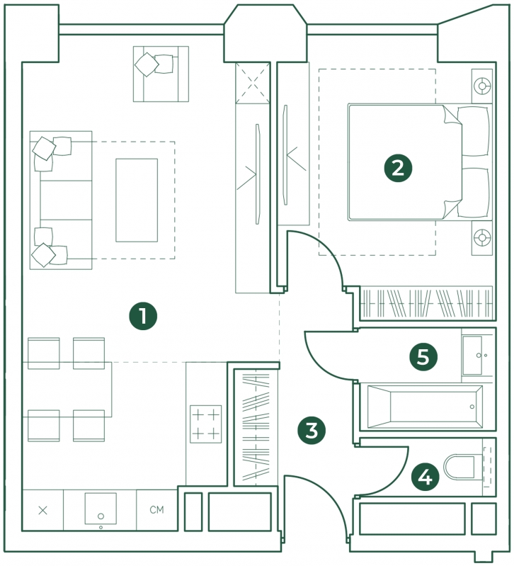 1-комнатная квартира с отделкой в ЖК Смарт Квартал Лесная Отрада на 1 этаже в 1 секции. Сдача в 1 кв. 2023 г.