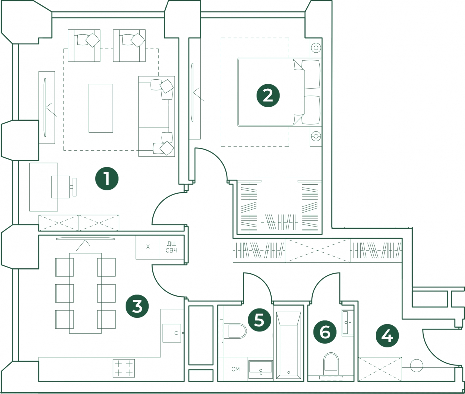 1-комнатная квартира в ЖК Северная корона на 5 этаже в 1 секции. Сдача в 4 кв. 2023 г.