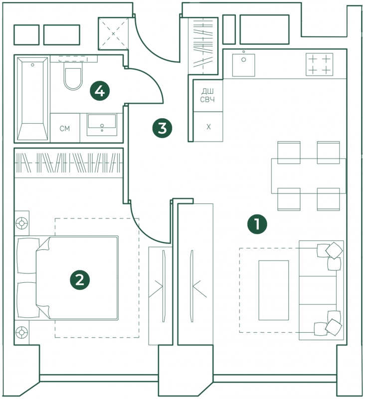 1-комнатная квартира (Студия) с отделкой в ЖК Матвеевский Парк на 25 этаже в 1 секции. Сдача в 4 кв. 2024 г.