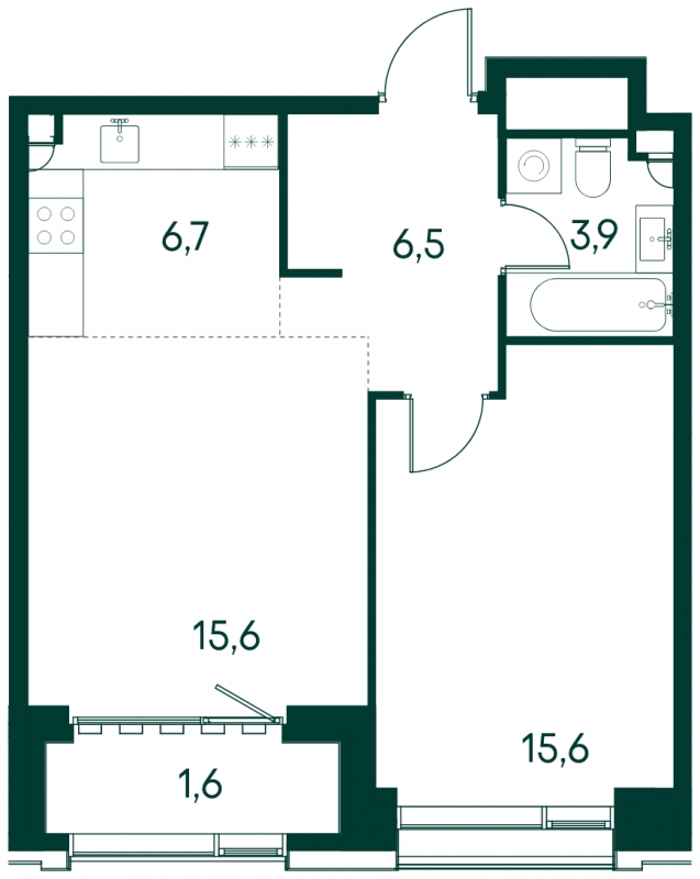 1-комнатная квартира (Студия) с отделкой в ЖК Level Мичуринский на 2 этаже в 1 секции. Сдача в 4 кв. 2024 г.