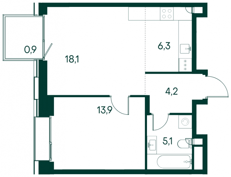 1-комнатная квартира с отделкой в ЖК Матвеевский Парк на 3 этаже в 1 секции. Сдача в 2 кв. 2024 г.