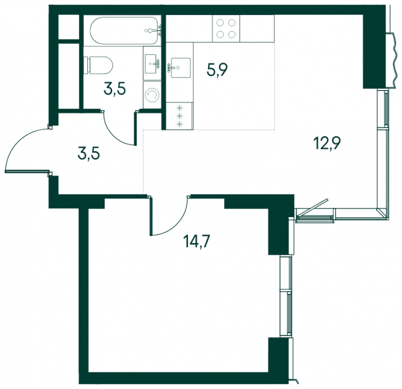 3-комнатная квартира с отделкой в ЖК Бунинские кварталы на 16 этаже в 4 секции. Сдача в 2 кв. 2026 г.