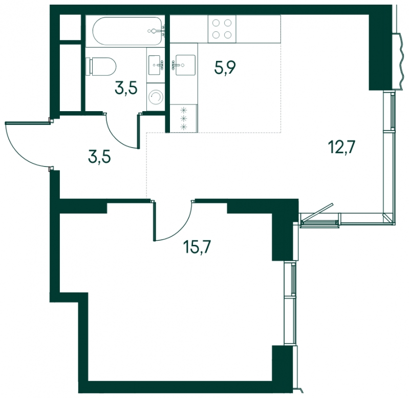 3-комнатная квартира в ЖК Северная корона на 5 этаже в 1 секции. Сдача в 4 кв. 2023 г.