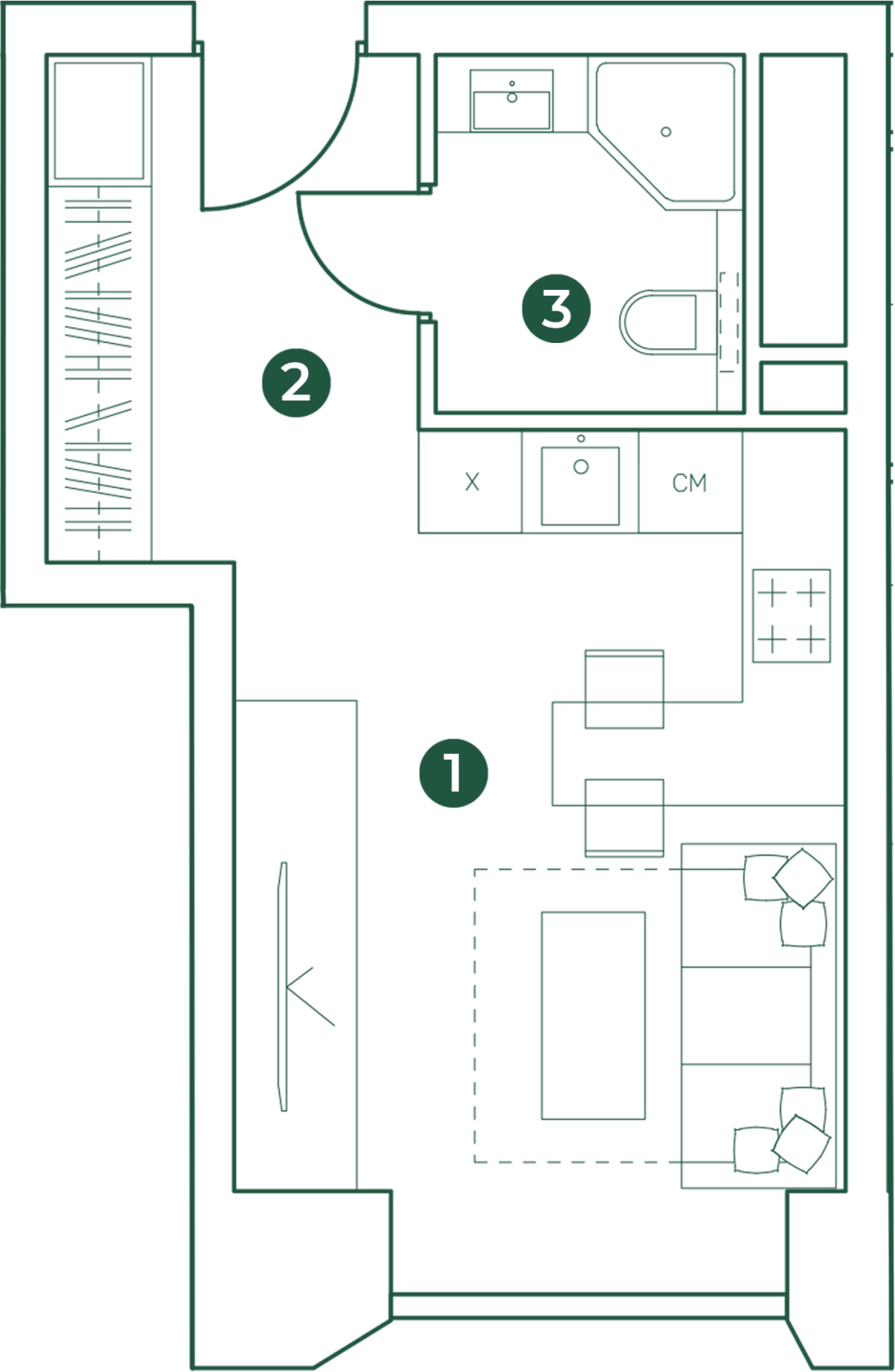 2-комнатная квартира с отделкой в ЖК Бунинские кварталы на 3 этаже в 5 секции. Сдача в 2 кв. 2026 г.