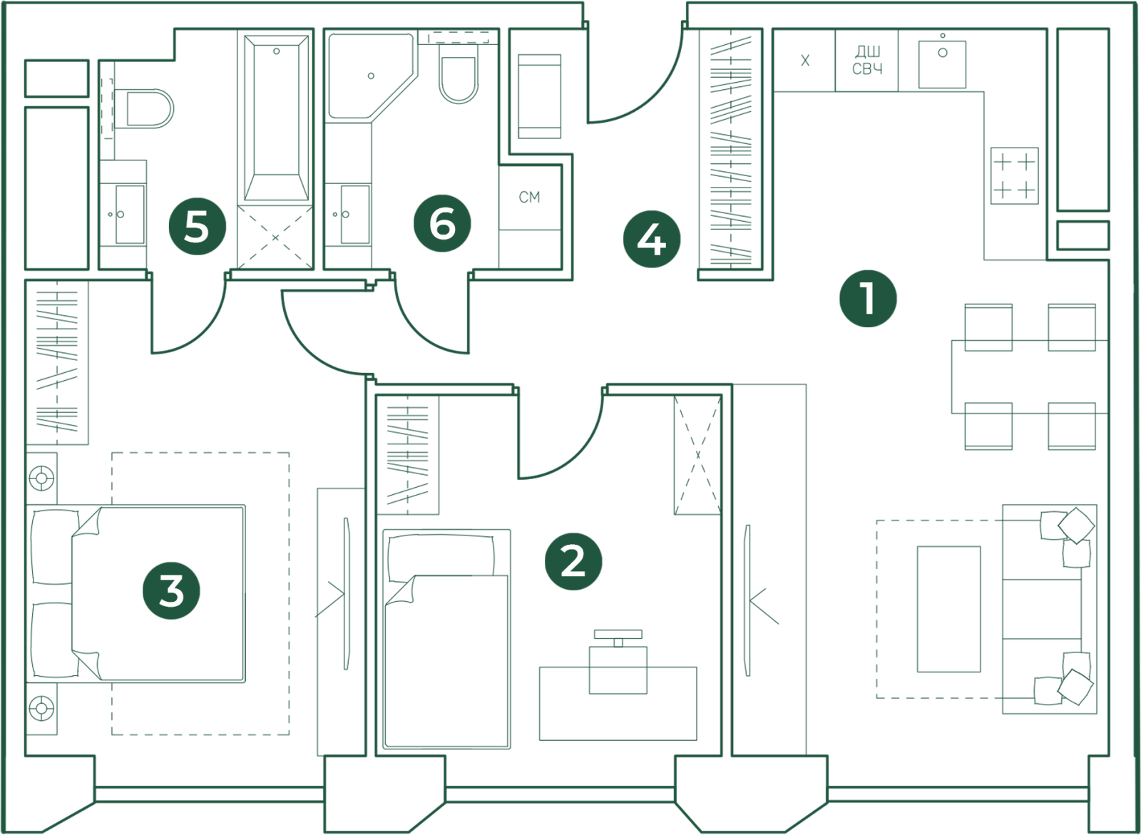 2-комнатная квартира в ЖК Level Мичуринский на 37 этаже в 1 секции. Сдача в 2 кв. 2025 г.
