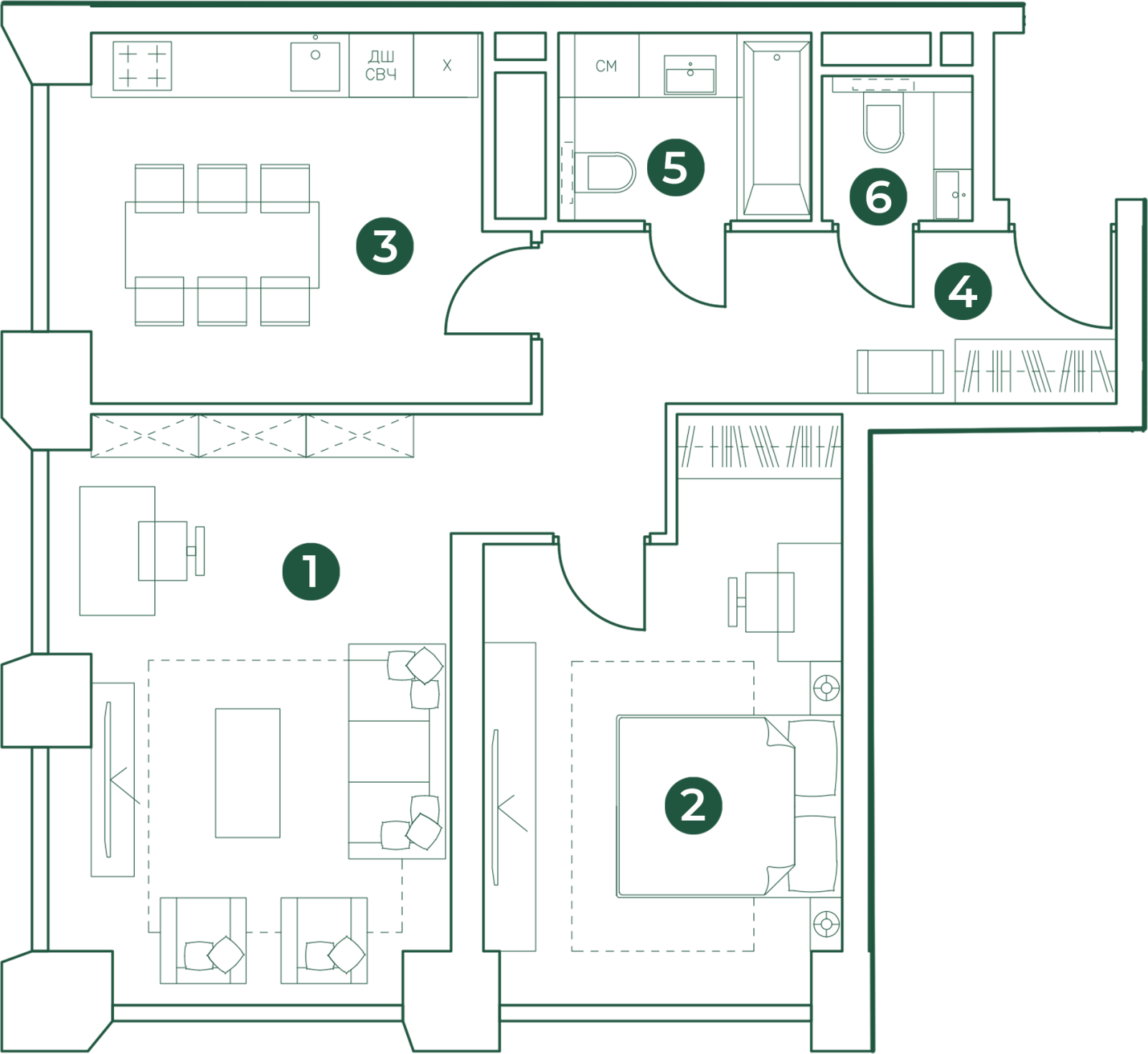 2-комнатная квартира в ЖК MYPRIORITY Basmanny на 14 этаже в 15 секции. Сдача в 3 кв. 2024 г.