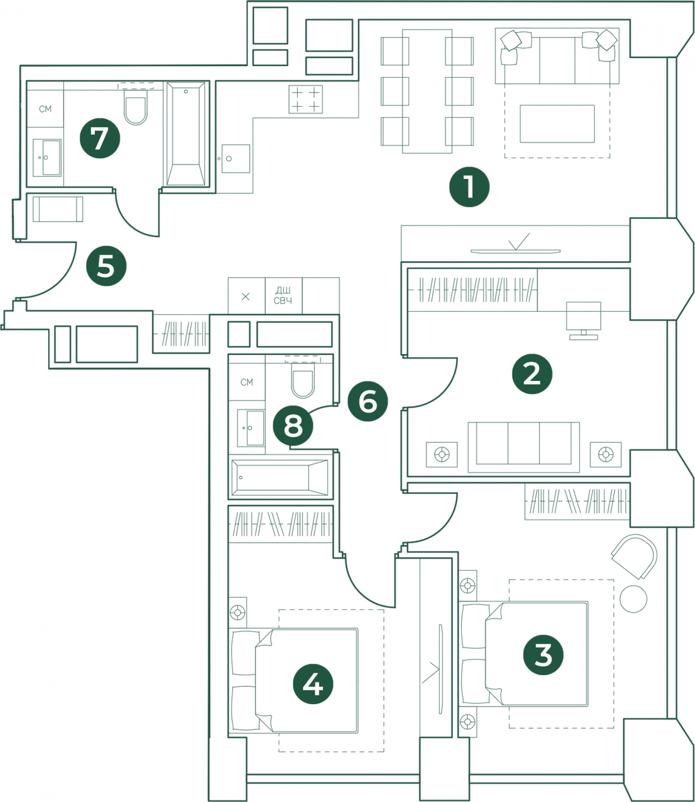1-комнатная квартира (Студия) в ЖК AFI Park Воронцовский на 6 этаже в 1 секции. Сдача в 3 кв. 2023 г.