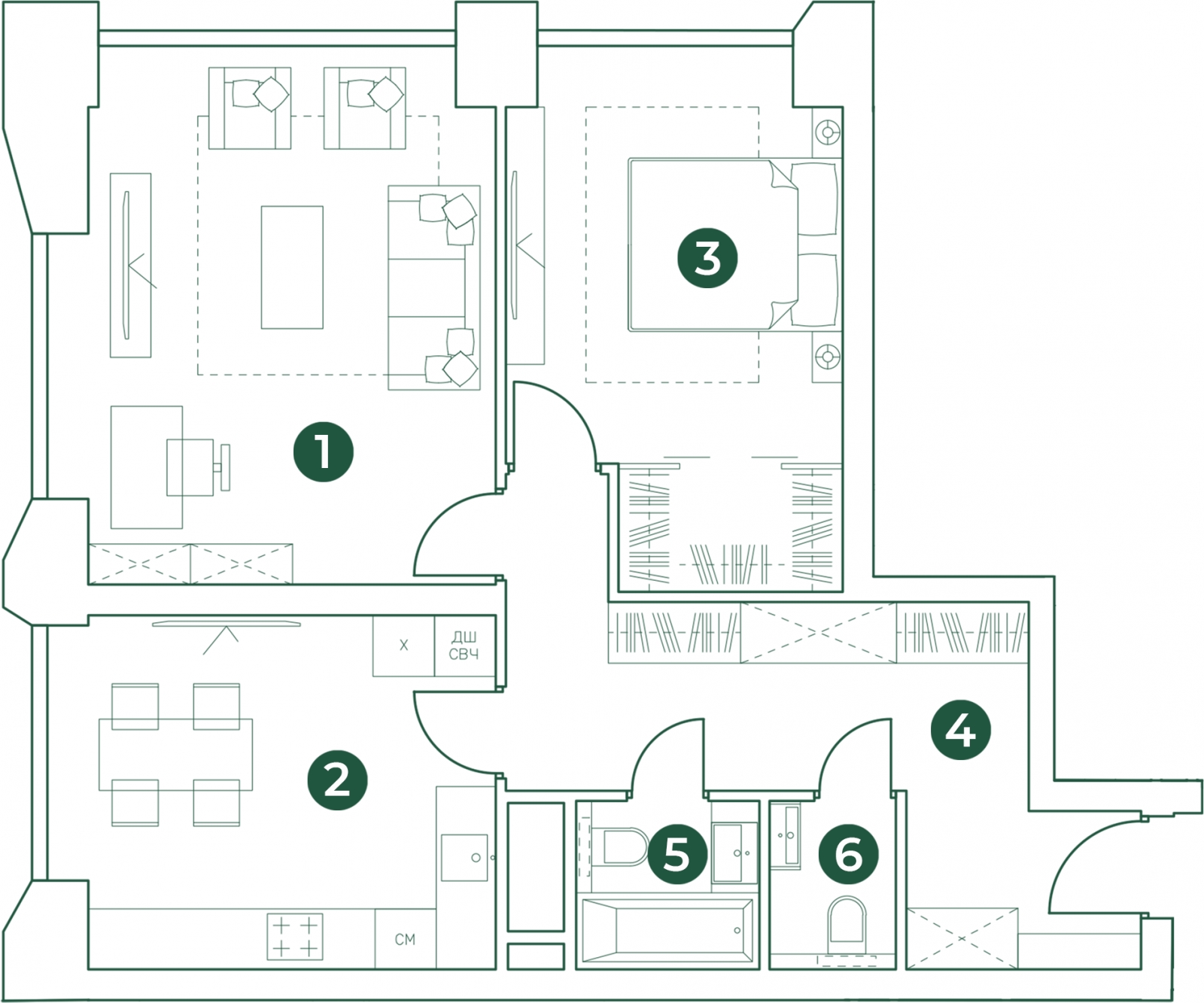 1-комнатная квартира (Студия) с отделкой в ЖК Эко-квартал VERY на 23 этаже в 1 секции. Сдача в 1 кв. 2024 г.