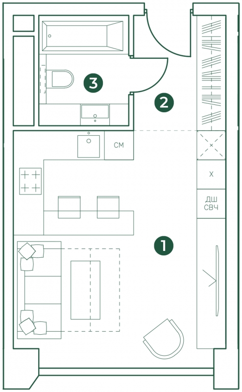 2-комнатная квартира в ЖК AFI Park Воронцовский на 25 этаже в 1 секции. Сдача в 3 кв. 2023 г.