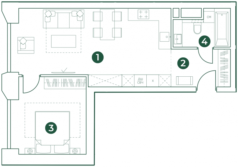 3-комнатная квартира в ЖК AFI Park Воронцовский на 23 этаже в 1 секции. Сдача в 3 кв. 2023 г.