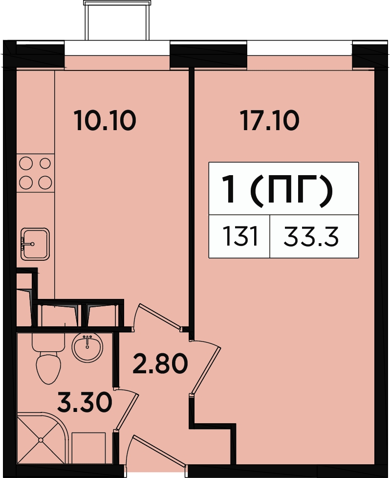 1-комнатная квартира (Студия) в ЖК Легендарный Квартал на Березовой  аллее на 13 этаже в 1 секции. Сдача в 3 кв. 2019 г.