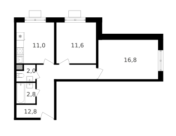 1-комнатная квартира (Студия) с отделкой в ЖК Лучи на 14 этаже в 1 секции. Сдача в 3 кв. 2024 г.