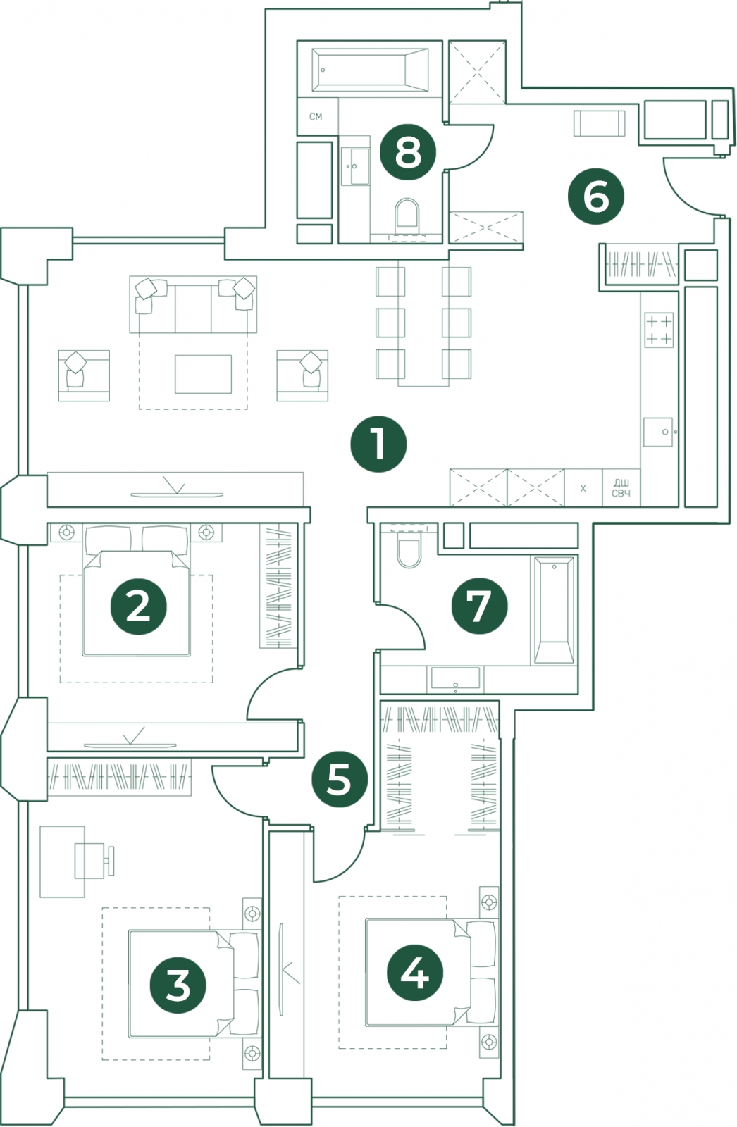 2-комнатная квартира с отделкой в ЖК Матвеевский Парк на 13 этаже в 1 секции. Сдача в 4 кв. 2024 г.