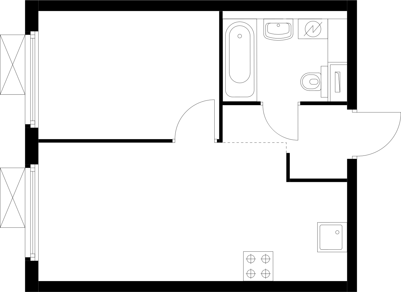 1-комнатная квартира (Студия) в ЖК Пехра на 12 этаже в 1 секции. Сдача в 1 кв. 2024 г.