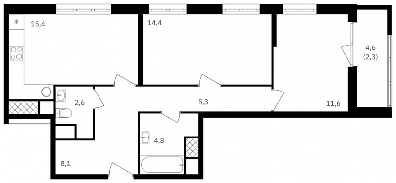 2-комнатная квартира с отделкой в ЖК Октябрьское Поле на 20 этаже в 1 секции. Сдача в 2 кв. 2024 г.