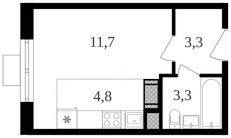 2-комнатная квартира в ЖК Headliner на 36 этаже в 1 секции. Сдача в 4 кв. 2024 г.
