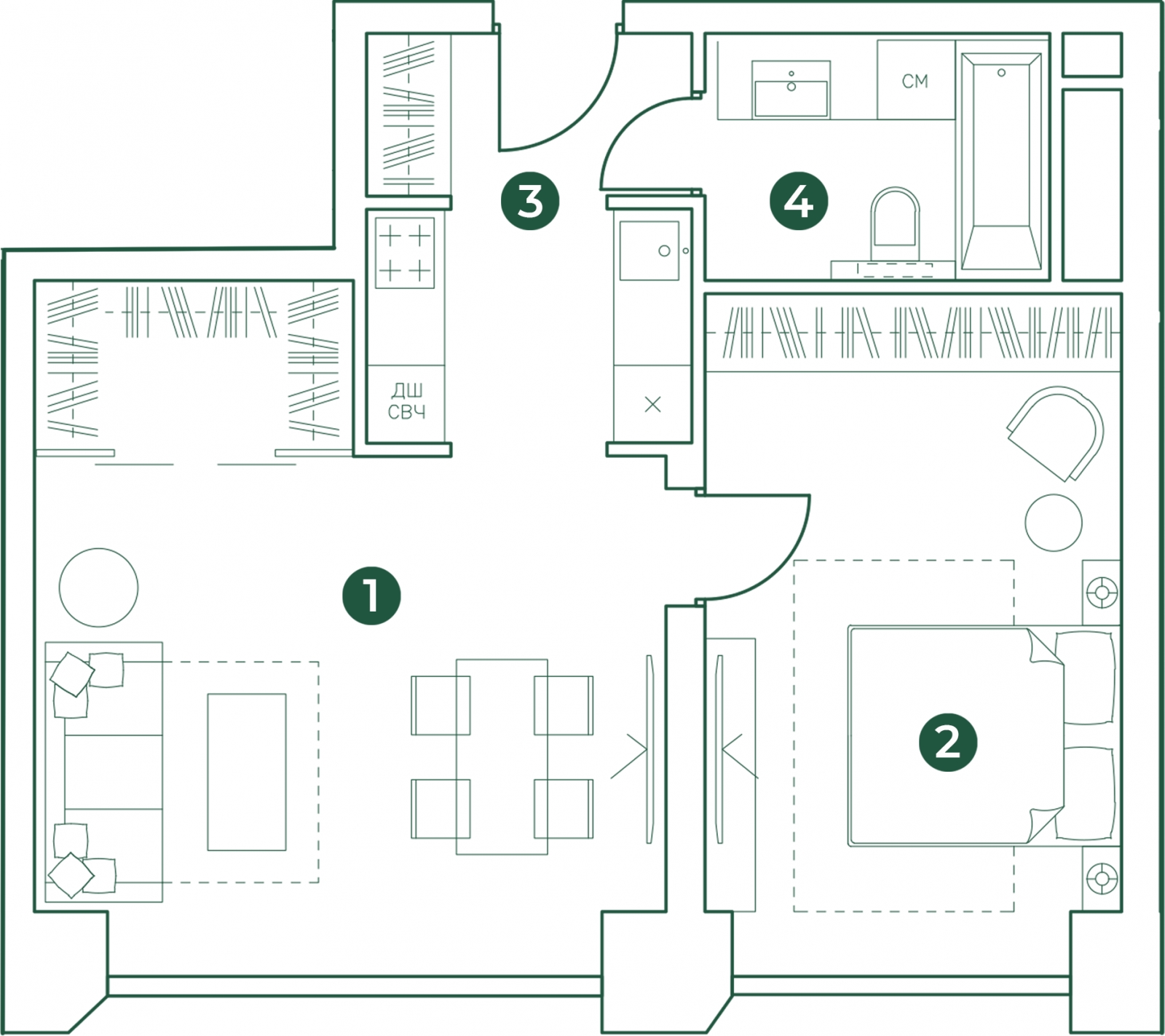 1-комнатная квартира (Студия) с отделкой в ЖК Эко-квартал VERY на 14 этаже в 1 секции. Сдача в 1 кв. 2024 г.