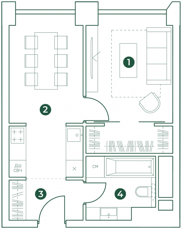 1-комнатная квартира (Студия) в ЖК AFI Park Воронцовский на 21 этаже в 1 секции. Сдача в 3 кв. 2023 г.