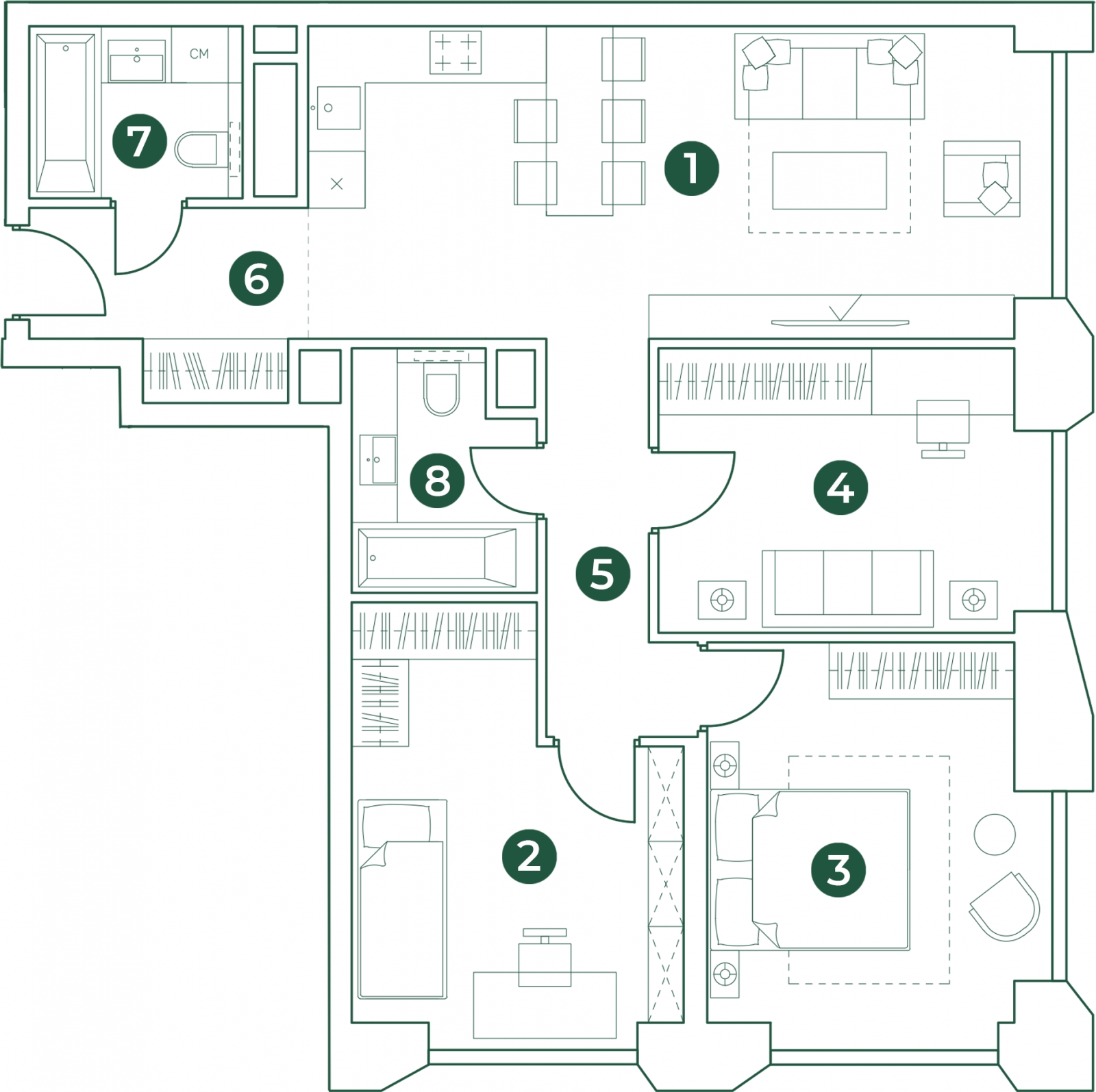 4-комнатная квартира в ЖК AFI Park Воронцовский на 22 этаже в 1 секции. Сдача в 3 кв. 2023 г.
