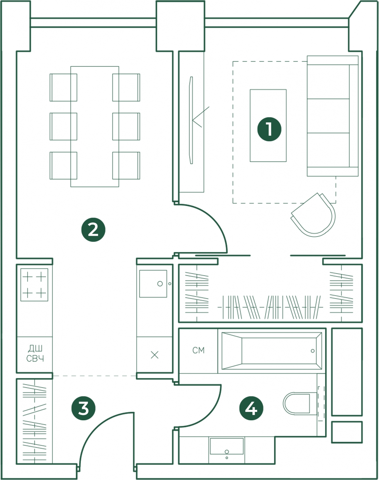 1-комнатная квартира (Студия) с отделкой в ЖК Матвеевский Парк на 33 этаже в 1 секции. Сдача в 2 кв. 2024 г.