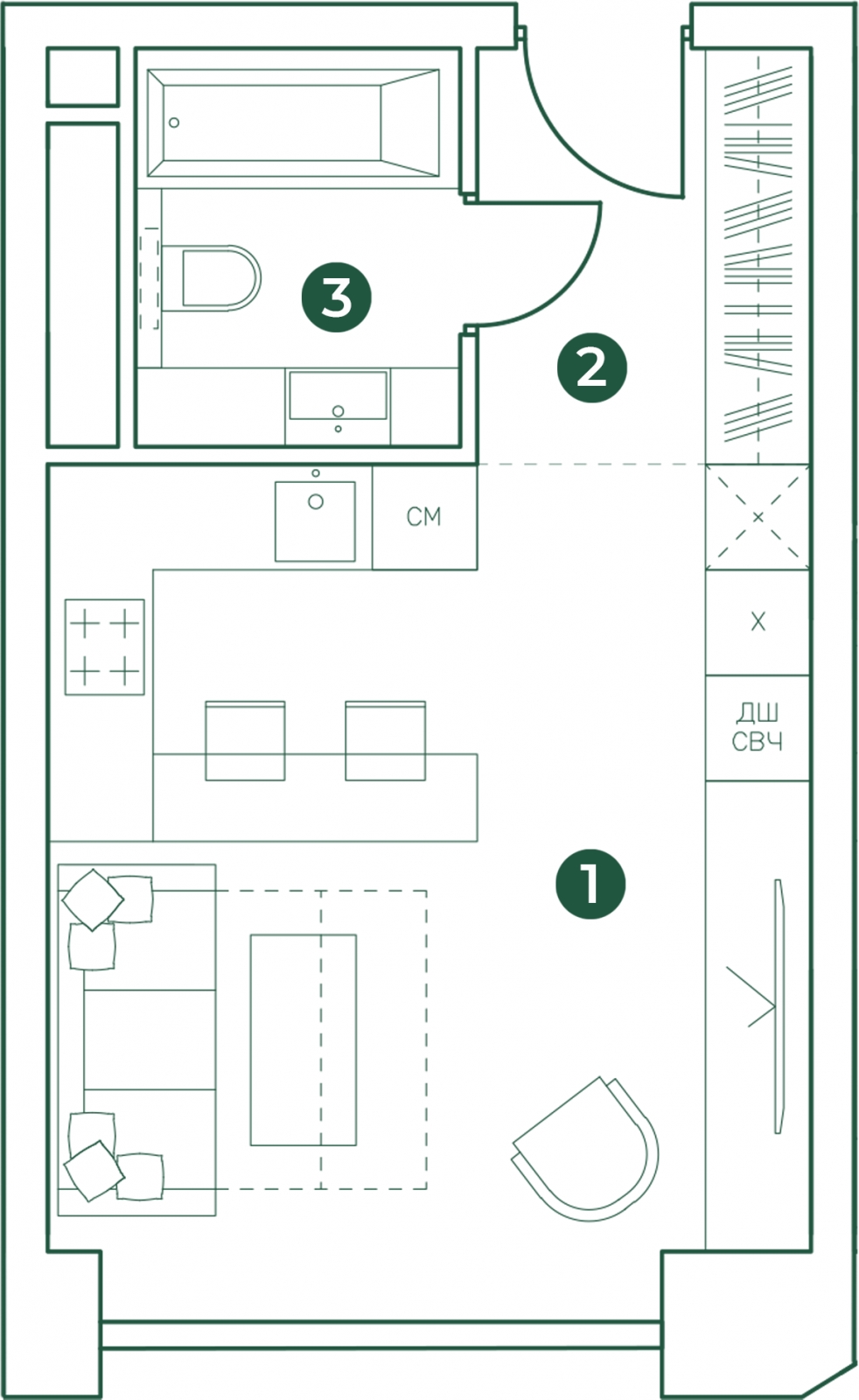 2-комнатная квартира в ЖК Level Мичуринский на 2 этаже в 1 секции. Сдача в 4 кв. 2024 г.