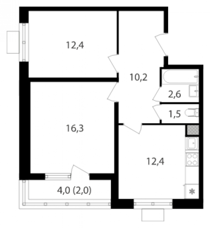 2-комнатная квартира в ЖК Лайм на 19 этаже в 4 секции. Дом сдан.