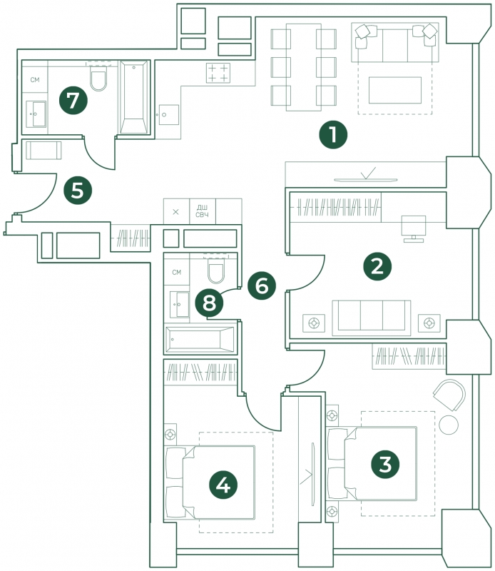 1-комнатная квартира (Студия) в ЖК Пехра на 13 этаже в 12 секции. Сдача в 1 кв. 2024 г.