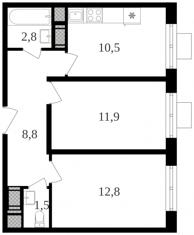3-комнатная квартира в ЖК Октябрьское Поле на 13 этаже в 1 секции. Дом сдан.