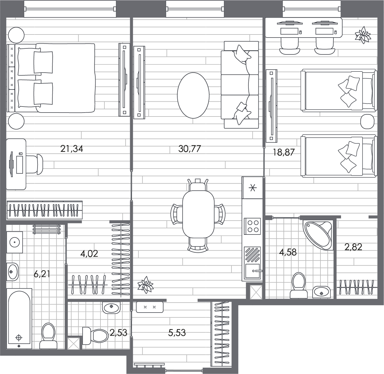 2-комнатная квартира с отделкой в ЖК Матвеевский Парк на 3 этаже в 1 секции. Сдача в 4 кв. 2024 г.
