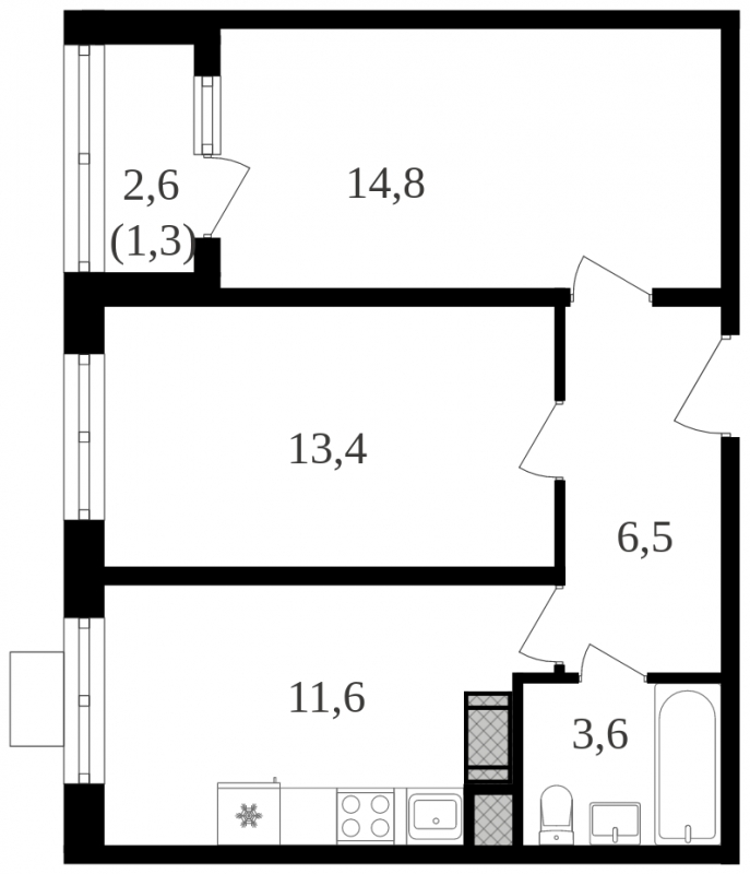 1-комнатная квартира (Студия) с отделкой в ЖК Лучи на 16 этаже в 1 секции. Сдача в 3 кв. 2024 г.
