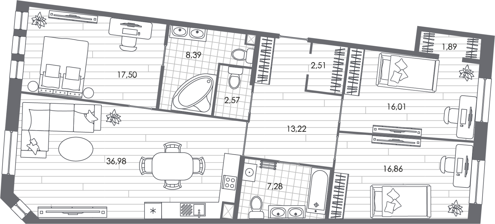 1-комнатная квартира (Студия) с отделкой в ЖК Матвеевский Парк на 25 этаже в 1 секции. Сдача в 1 кв. 2025 г.