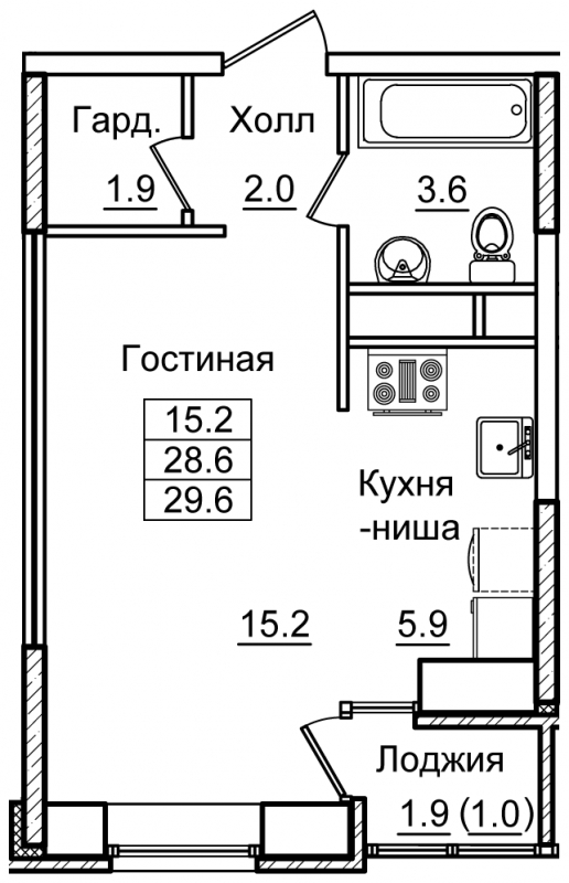 2-комнатная квартира в ЖК MYPRIORITY Basmanny на 6 этаже в 17 секции. Сдача в 3 кв. 2024 г.