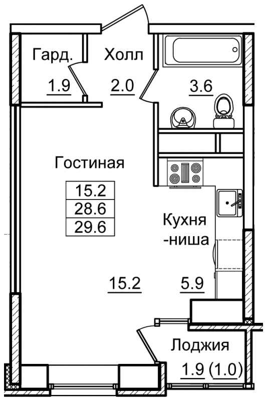2-комнатная квартира в ЖК Северная корона на 1 этаже в 1 секции. Сдача в 4 кв. 2023 г.