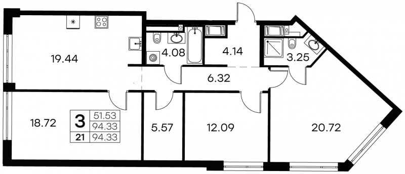 1-комнатная квартира (Студия) с отделкой в ЖК Эко-квартал VERY на 29 этаже в 1 секции. Сдача в 1 кв. 2024 г.