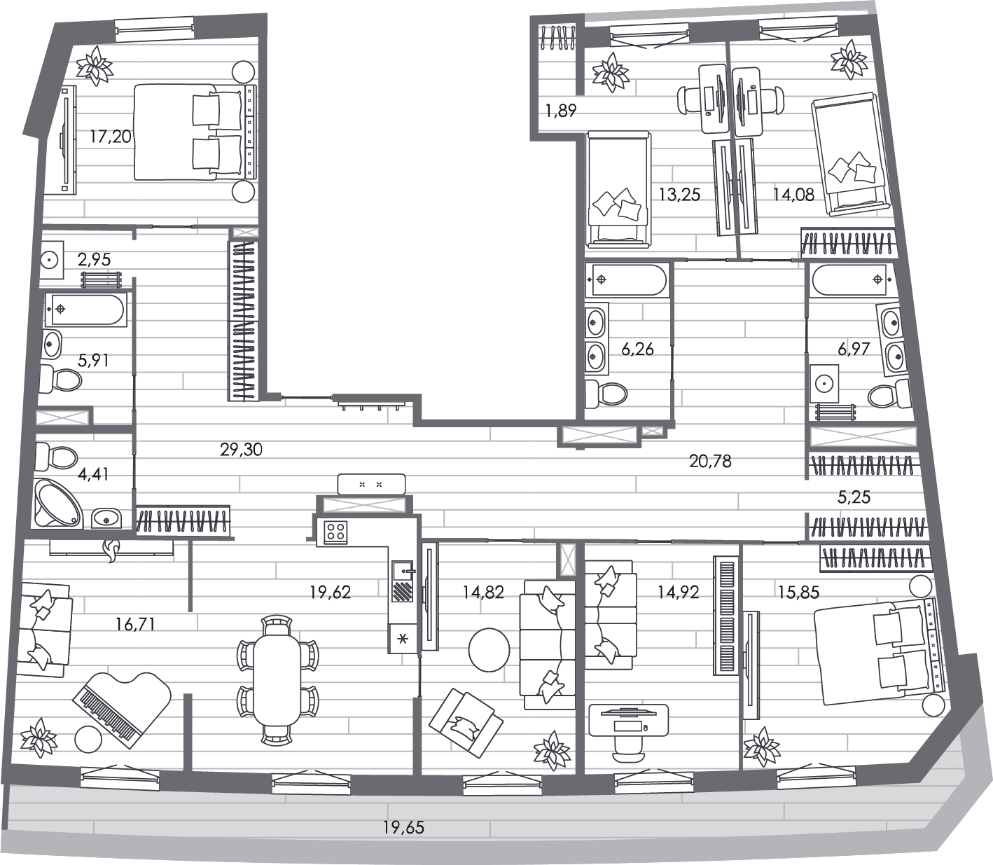 4-комнатная квартира с отделкой в ЖК Эко-квартал VERY на 15 этаже в 1 секции. Сдача в 1 кв. 2024 г.