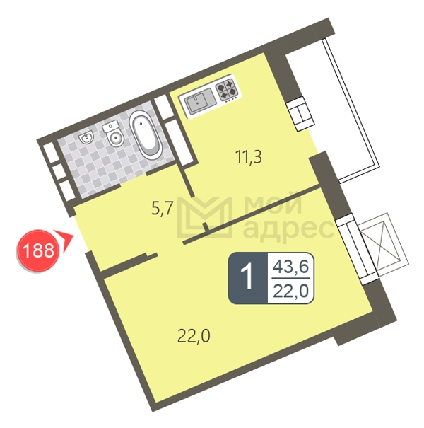 3-комнатная квартира в ЖК MYPRIORITY Basmanny на 4 этаже в 1 секции. Сдача в 3 кв. 2024 г.