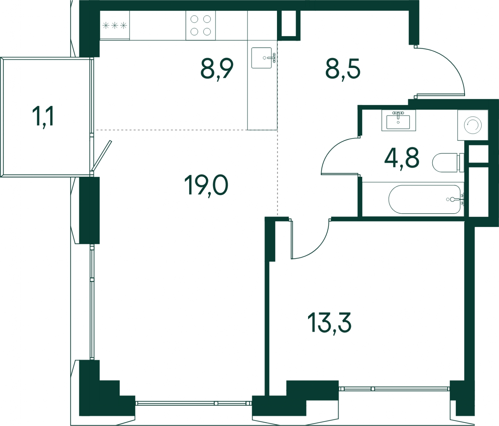 2-комнатная квартира в ЖК Level Мичуринский на 36 этаже в 1 секции. Сдача в 2 кв. 2025 г.