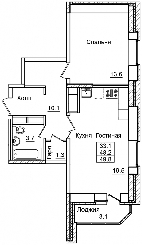 2-комнатная квартира с отделкой в ЖК AVrorA на 1 этаже в 1 секции. Дом сдан.