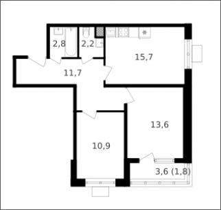 2-комнатная квартира с отделкой в МФК Маршал на 12 этаже в 1 секции. Дом сдан.