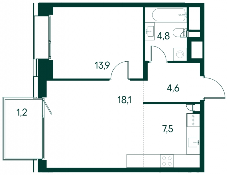 4-комнатная квартира в ЖК Северная корона на 7 этаже в 1 секции. Сдача в 4 кв. 2023 г.