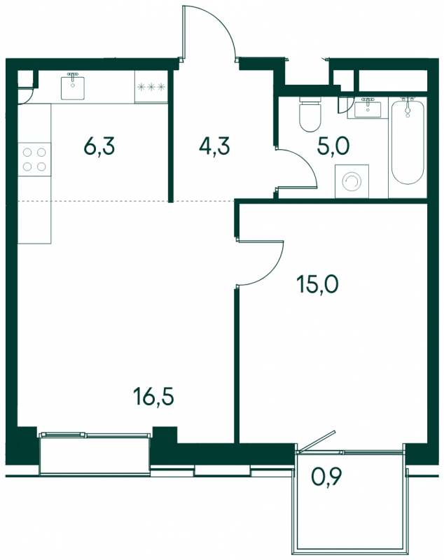 2-комнатная квартира в ЖК Level Мичуринский на 35 этаже в 1 секции. Сдача в 2 кв. 2025 г.