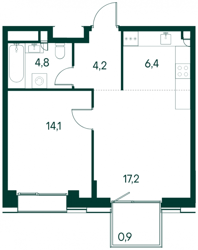3-комнатная квартира в ЖК Level Мичуринский на 42 этаже в 1 секции. Сдача в 2 кв. 2025 г.