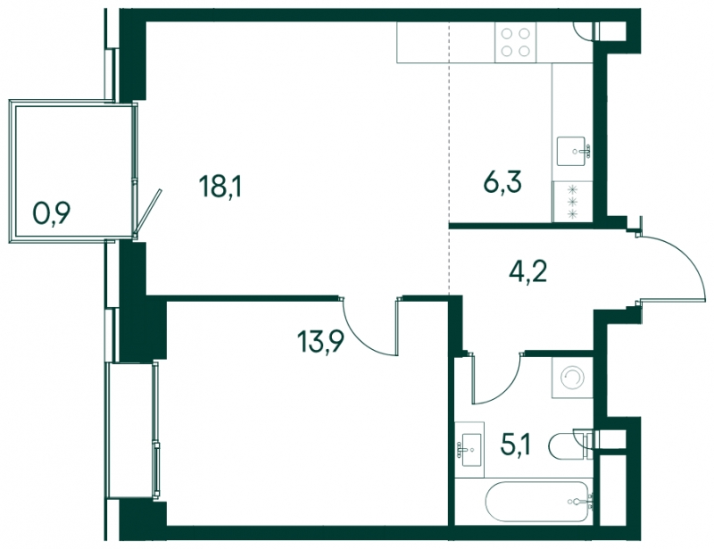 1-комнатная квартира с отделкой в ЖК Эко-квартал VERY на 6 этаже в 1 секции. Сдача в 1 кв. 2024 г.