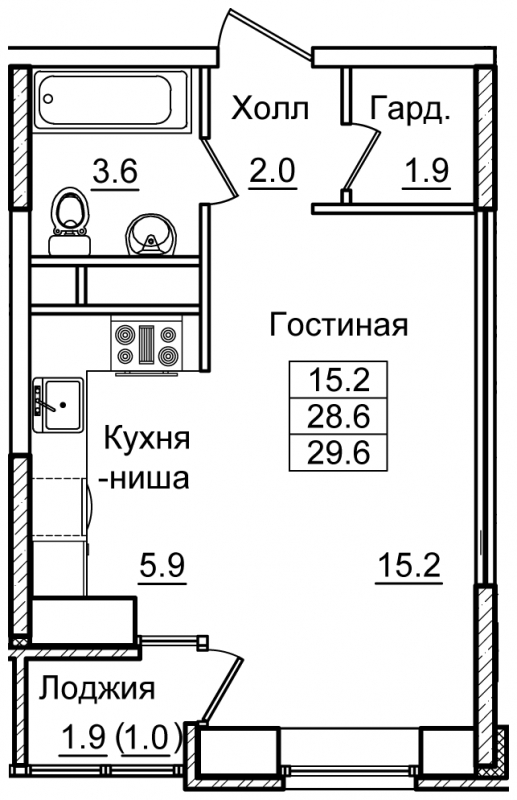 1-комнатная квартира в ЖК Ново-Никольское на 7 этаже в 10 секции. Дом сдан.