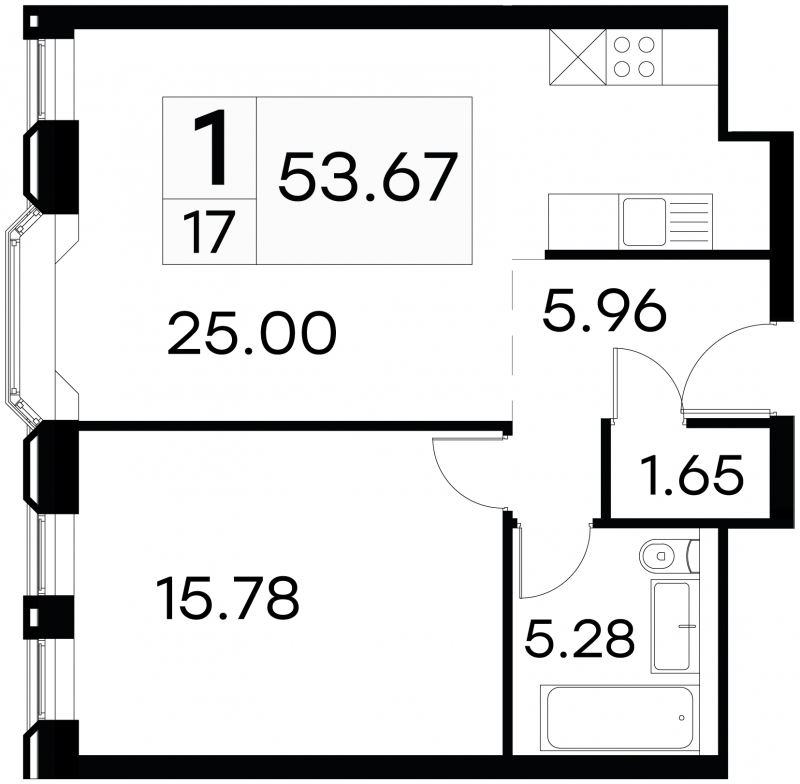 3-комнатная квартира в ЖК Бунинские кварталы на 17 этаже в 1 секции. Сдача в 2 кв. 2026 г.