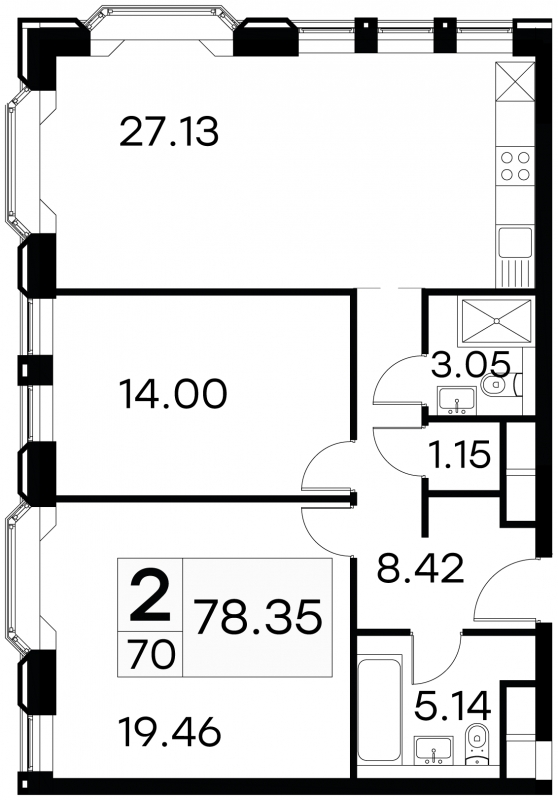 2-комнатная квартира в ЖК Ново-Никольское на 5 этаже в 4 секции. Дом сдан.