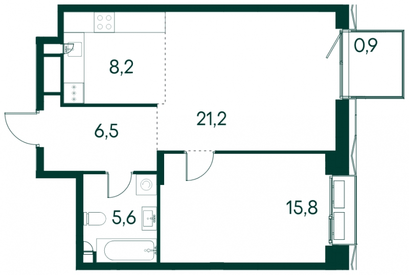2-комнатная квартира в ЖК Level Мичуринский на 19 этаже в 1 секции. Сдача в 2 кв. 2025 г.