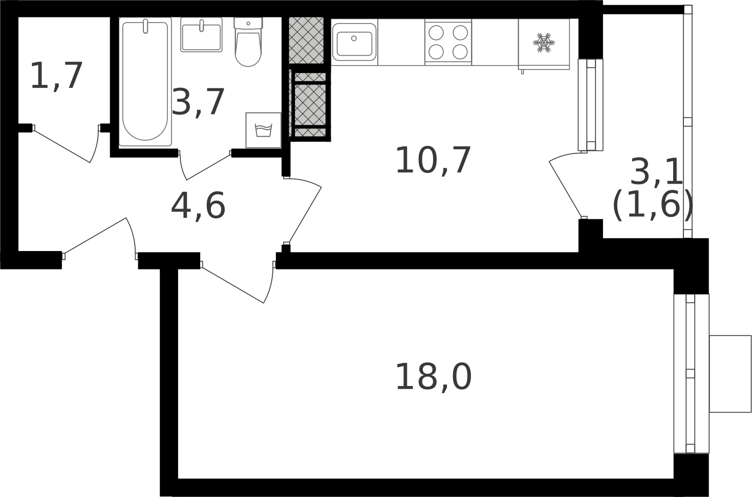 3-комнатная квартира с отделкой в МФК Маршал на 16 этаже в 1 секции. Дом сдан.