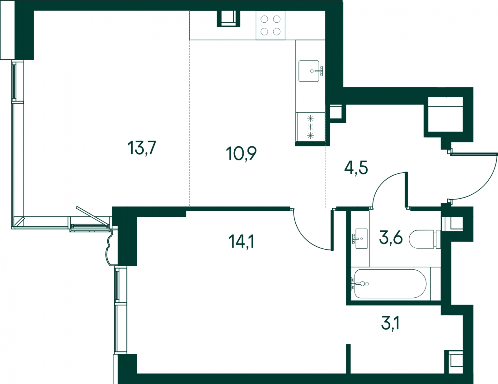 2-комнатная квартира с отделкой в ЖК AVrorA на 7 этаже в 3 секции. Дом сдан.